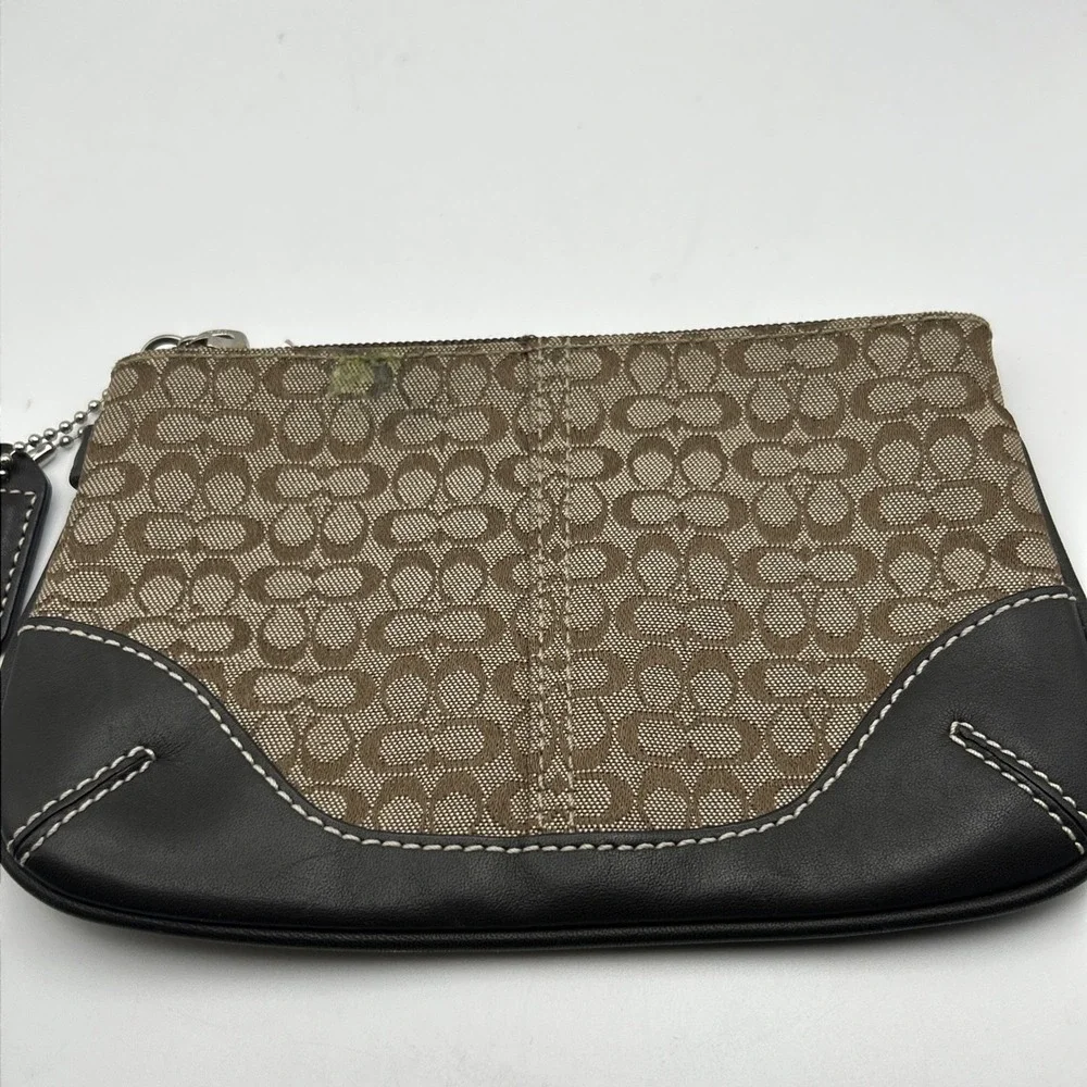 Authentic Coach Signature Canvas Coin Purse Wristlet With tag